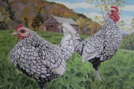 Silver Sebright Rooster and Hen, 24 x 36 sold