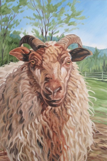 Sheep in Spring, 16 x 24 inches